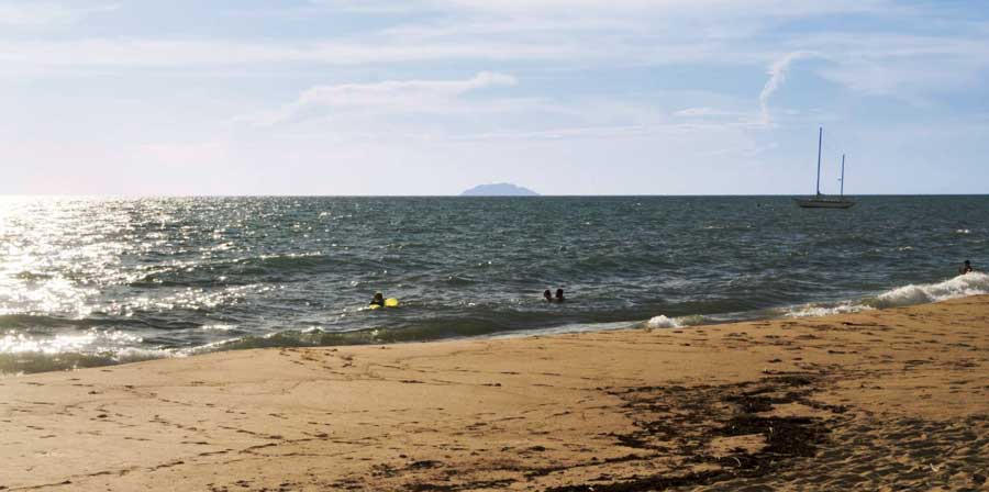 View of people having a swim in Balneario de Rincón