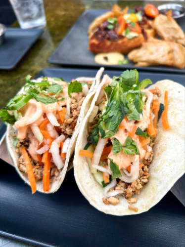 Closeup look of the banh mi tacos