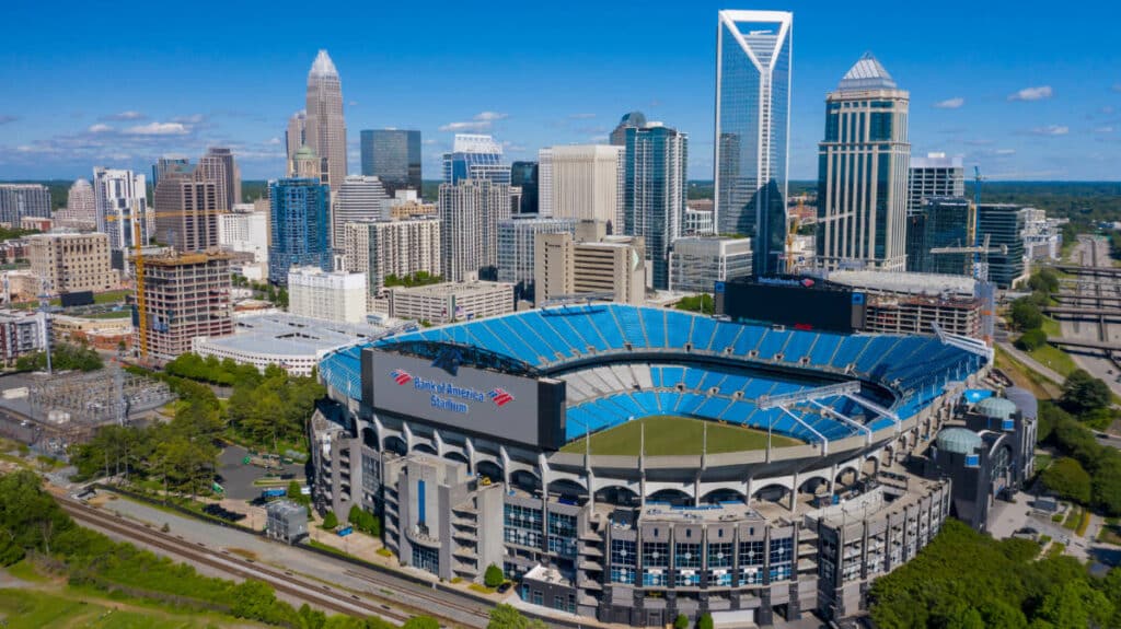 Aerial view of the Bank of America Stadium