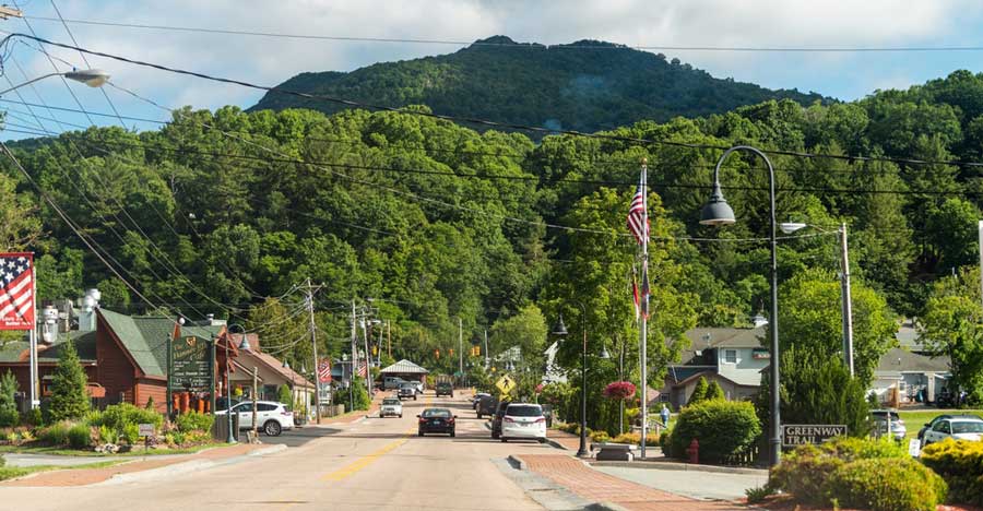 View from a street in Downtown Banner Elk