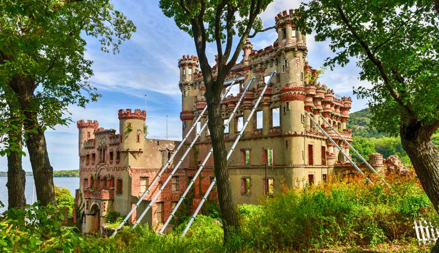 View of the abandoned Bannerman Castle on Pollepel Island