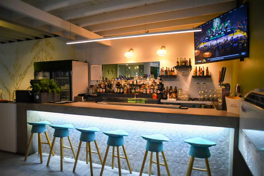 View from a bar counter in Trópica Beach Hotel