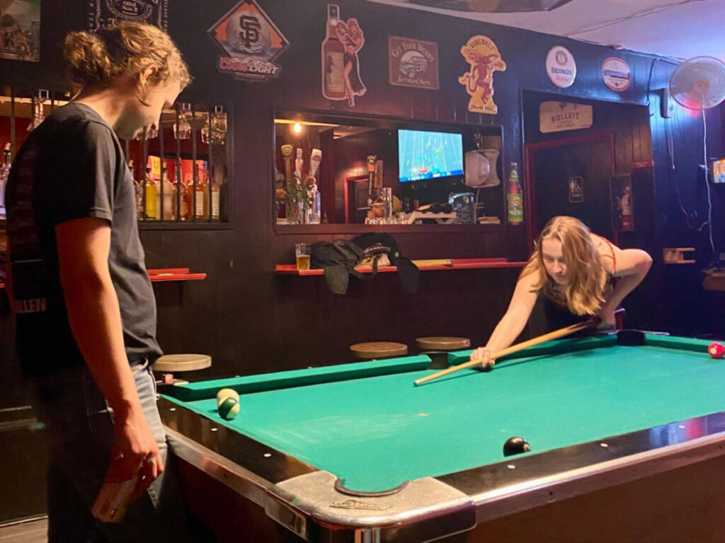 People playing billiards on a bar in Clement Street