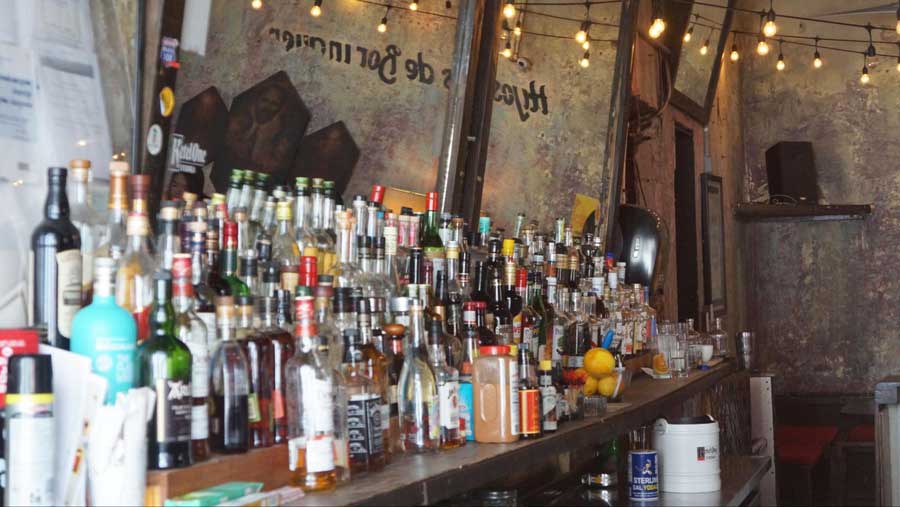 Bottle of liquors displayed on a bar in San Juan