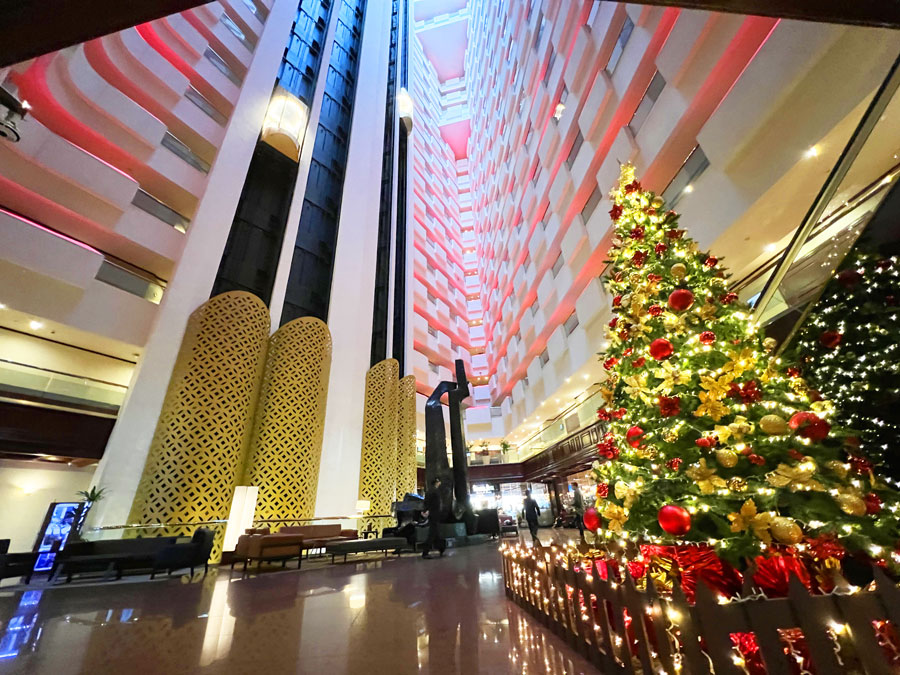 Interior of the Barcelo with Christmas light
