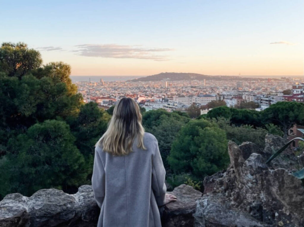 The author, Sky Ariella admiring the view of Barcelona from Park Güell