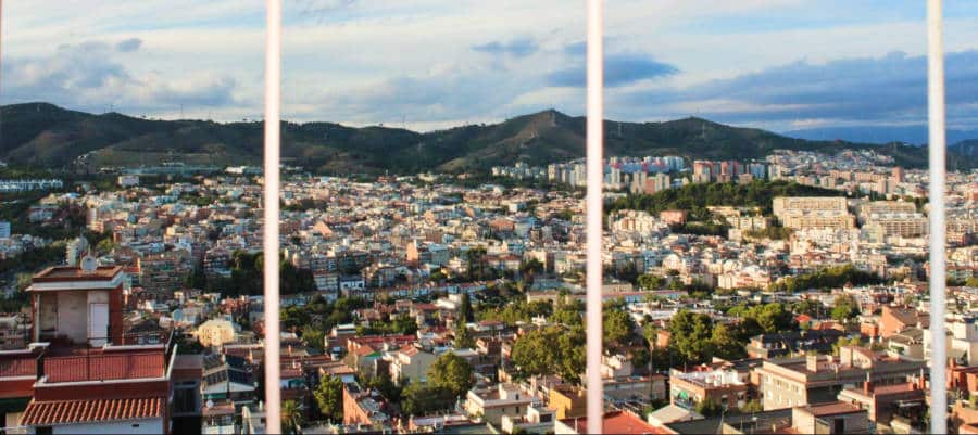 Aerial view of downtown Barcelona from Gracia