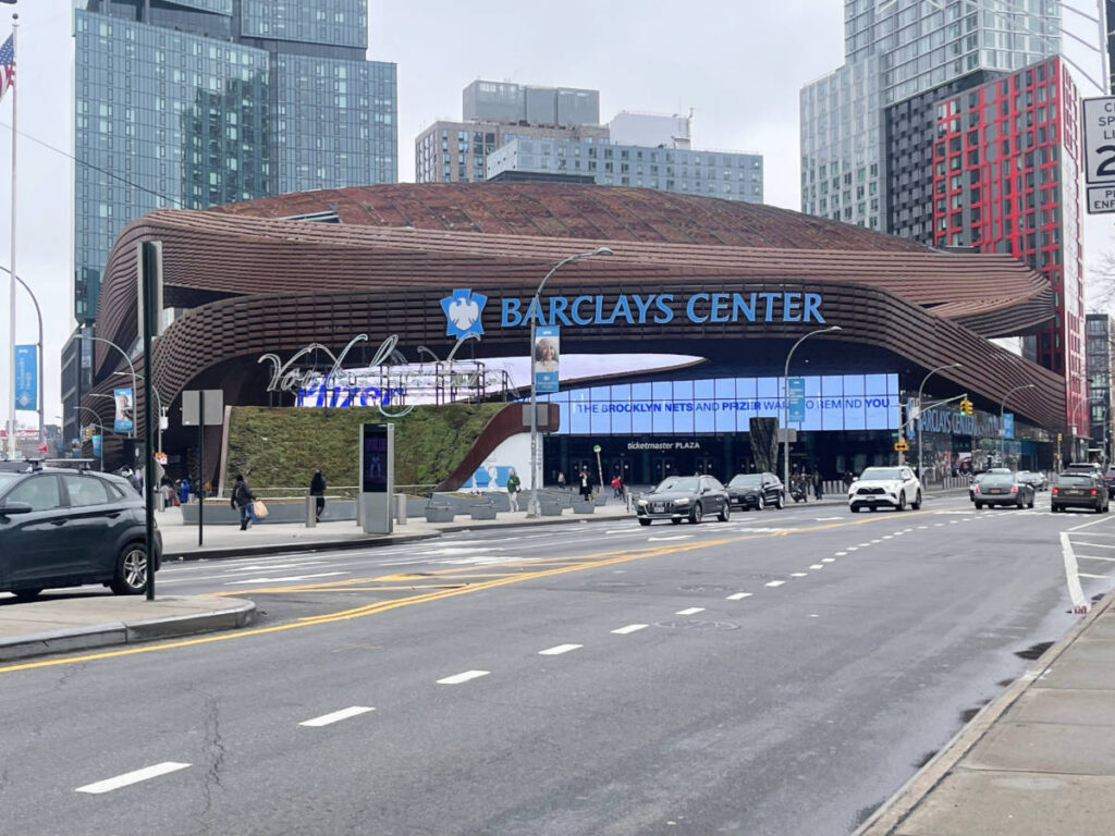 View of the exterior of Barclays Center from across the street