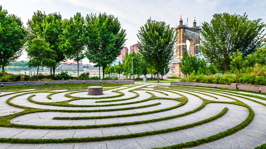 View of the barr labyrinth near the Smale Riverfront Park