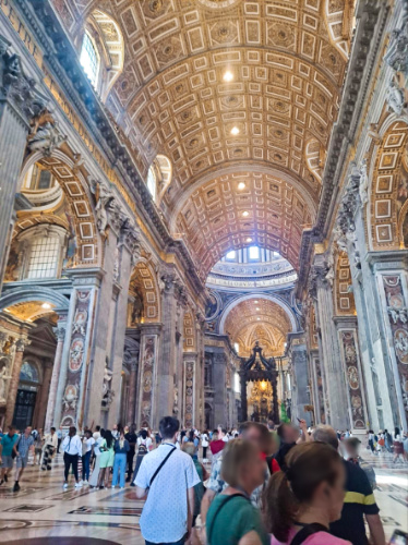 View of the crowd inside the basilica