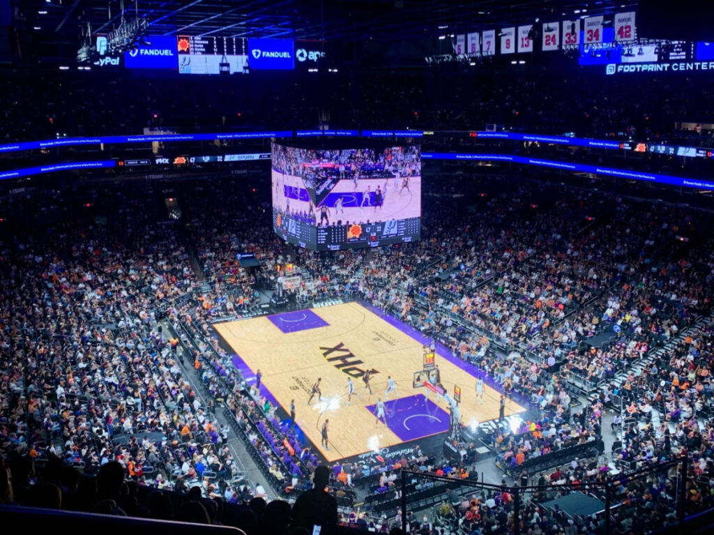 View inside the Footprint Center during a basketball game