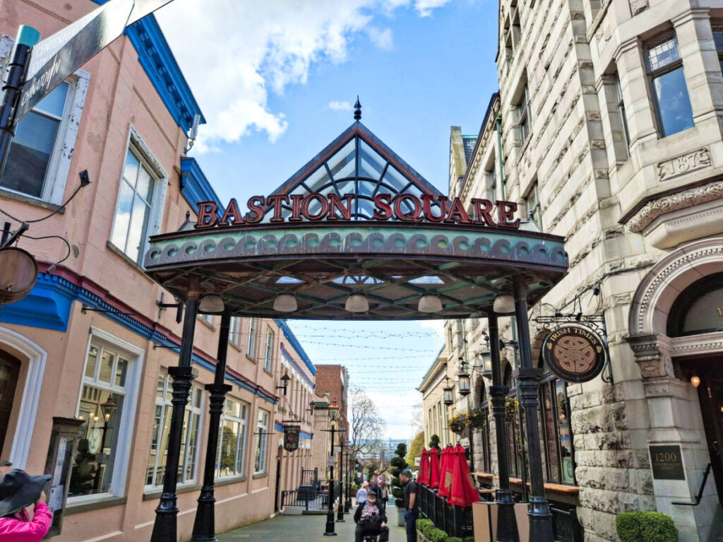 View of the Bastion Square sign and entrance