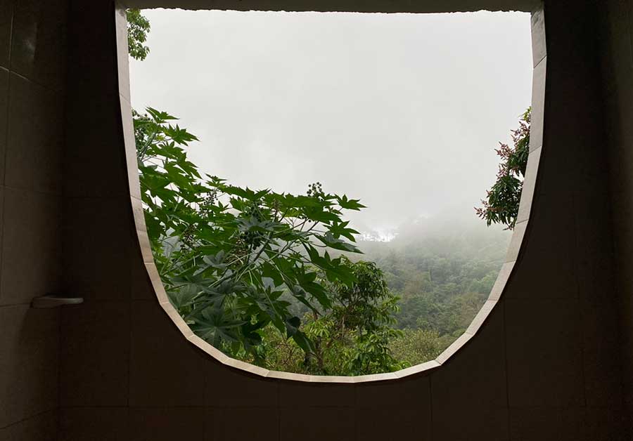 View from a hostel's bathroom in Colombia