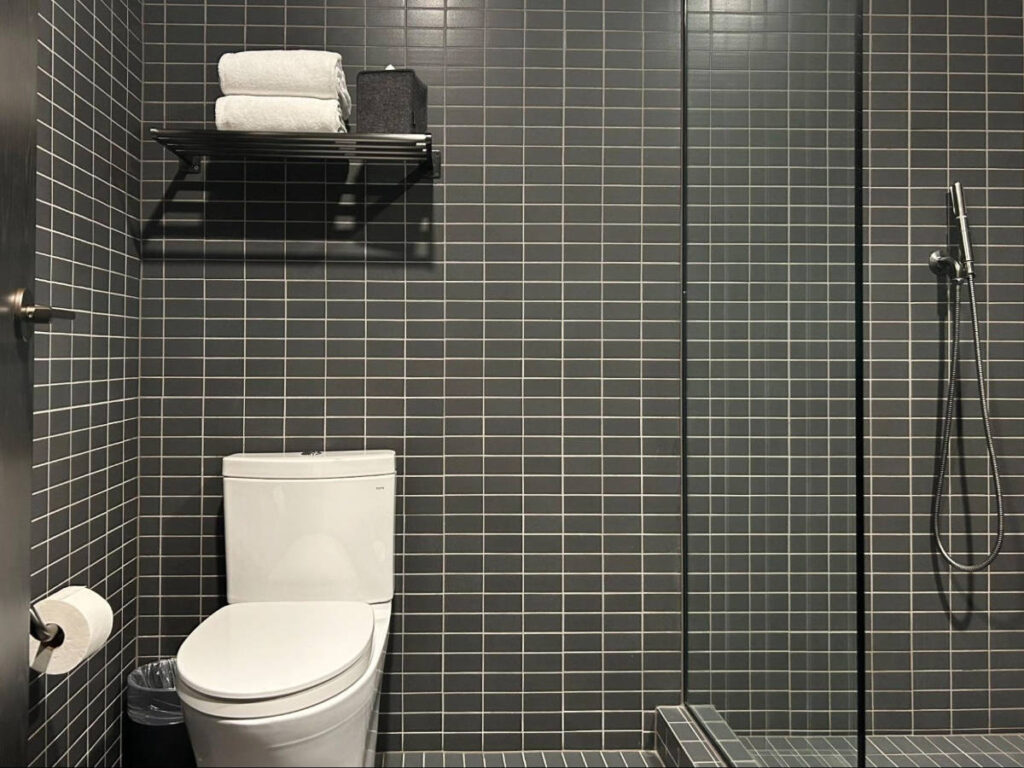 View from the inside of the bathroom of Mollie Aspen