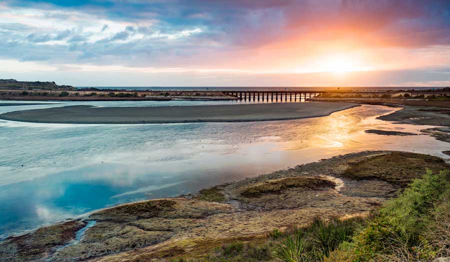 Scenic view from the Batiquitos Lagoon during sunset