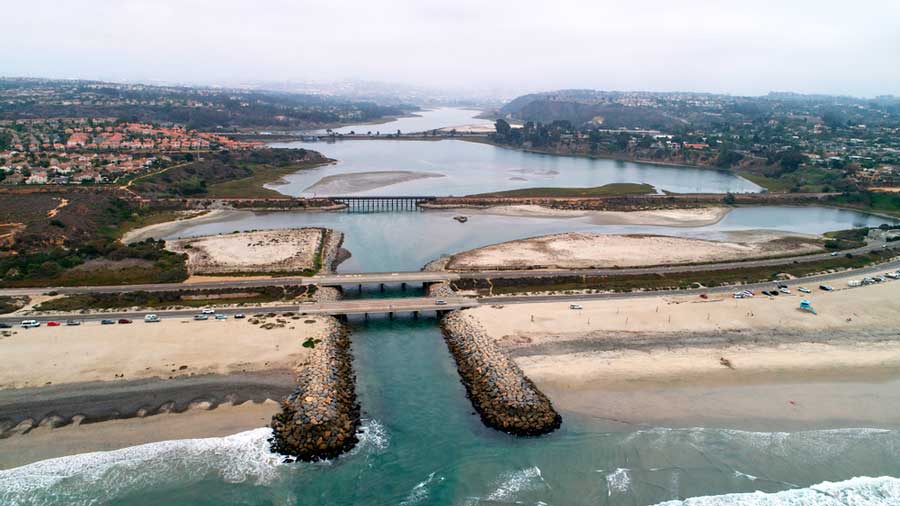 Aerial view of the Batiquitos Lagoon in Carlsbad