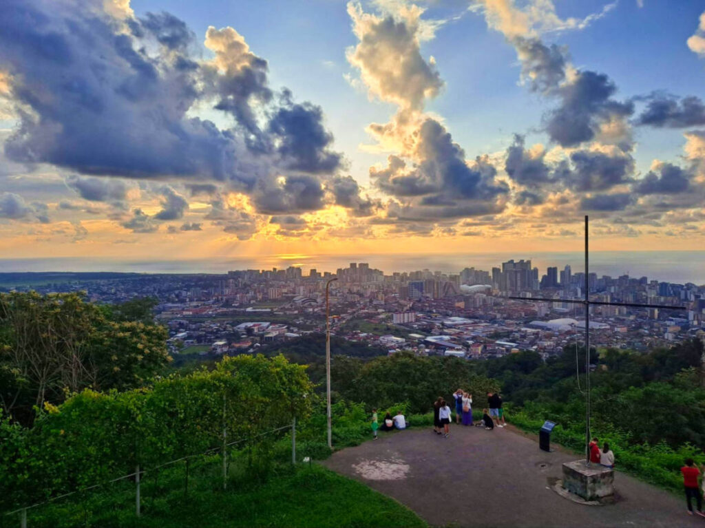 View of the people enjoying the overlooking view of Batumi from Argo Cable Car and Anuria Mountain