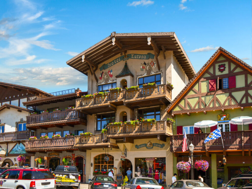 Bavarian themed buildings in the town of Leavenworth