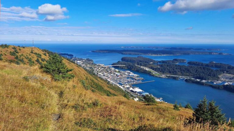 Overlooking view of the bay and Kodiak