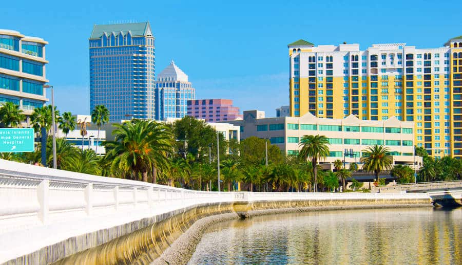 View of the Tampa skyline from Bayshore Boulevard