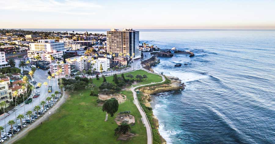 Aerial view of a beach in La Jolla