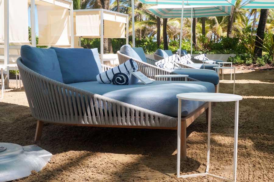 Beach chairs with towel on it in La Concha Renaissance San Juan Resort
