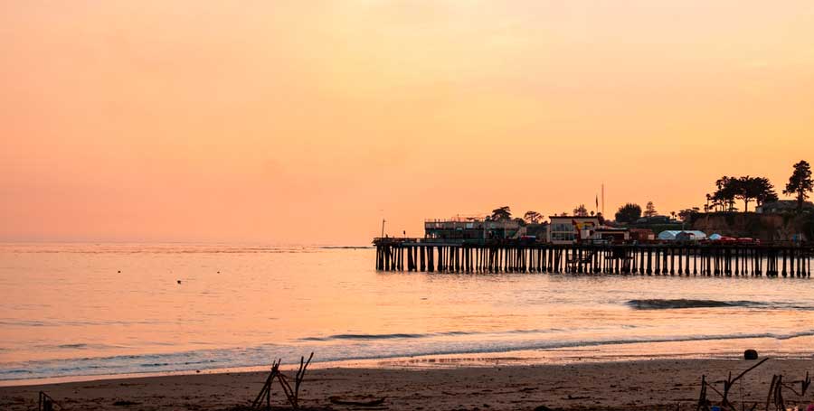 Colorful sky over the Santa Cruz during sunset
