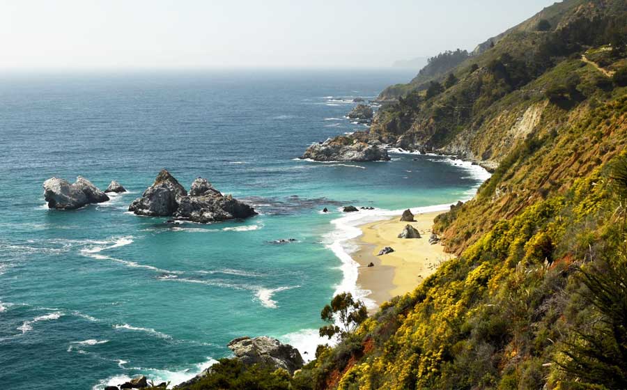 Scenic view from one of the beaches in Big Sur