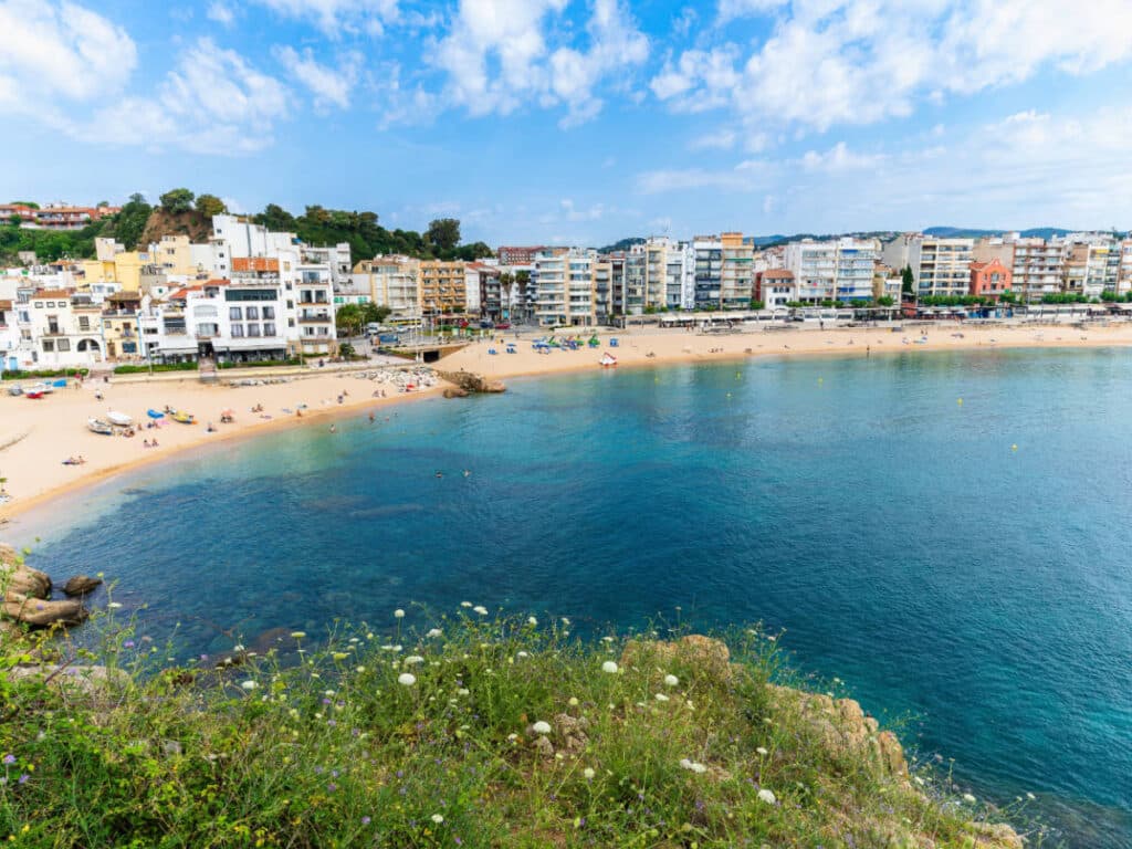 Overlooking view of a beach in Blanes