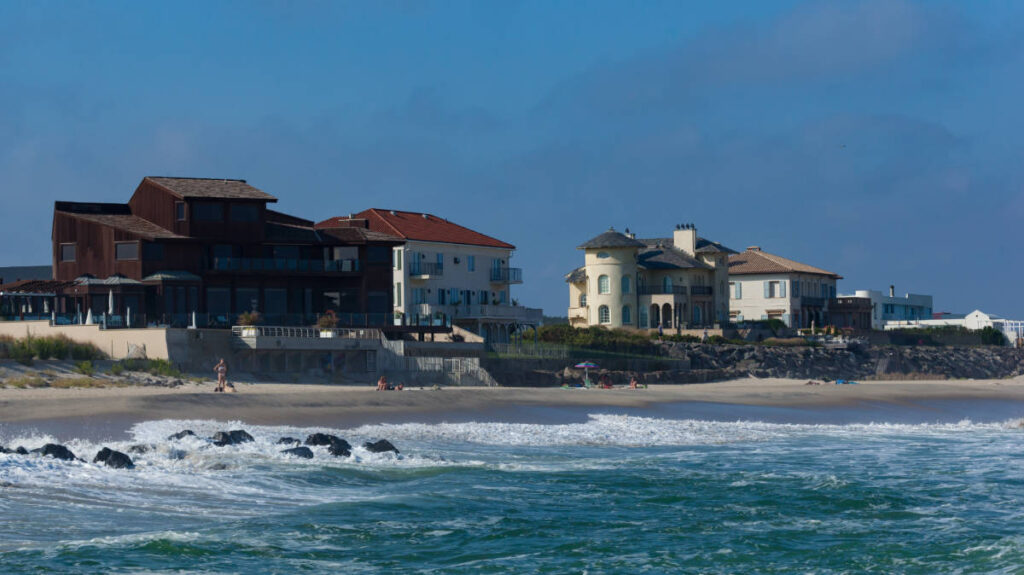 Waves crashing at the shoreline in Deal, New Jersey