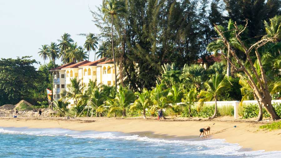 View of people on a beach in Rincon