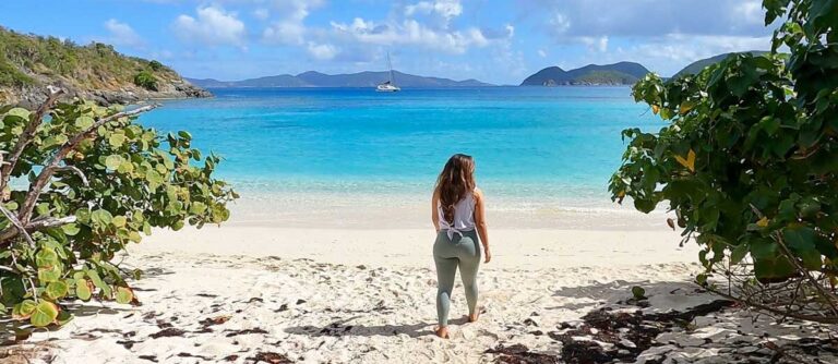 The author's wife heading to a beach in USVI