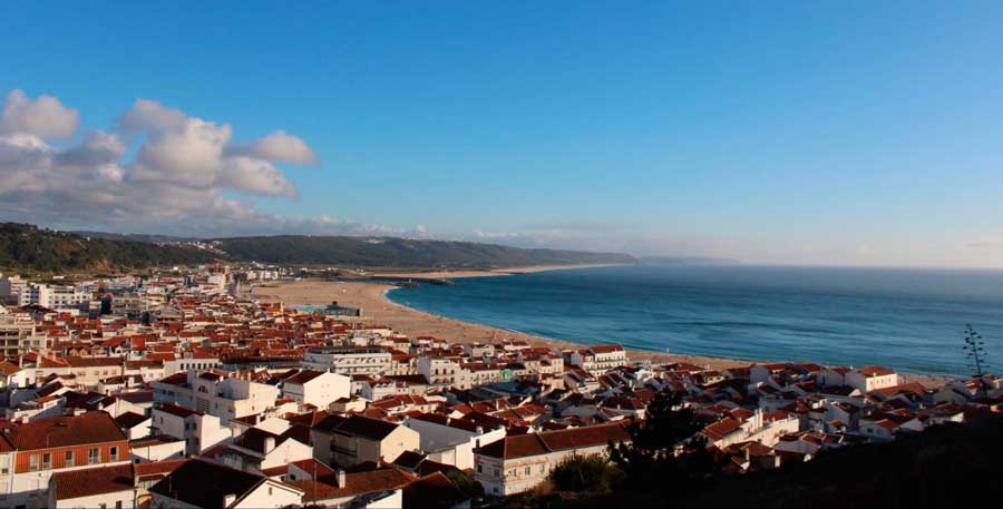 Overlooking view of a neighborhood on the beachside in Praia
