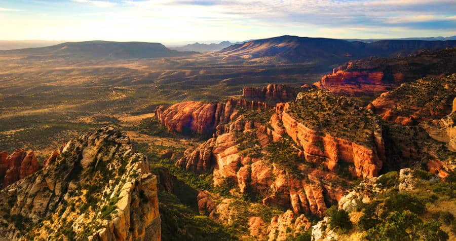 View from the top of Bear Mountain in Sedona at sunset