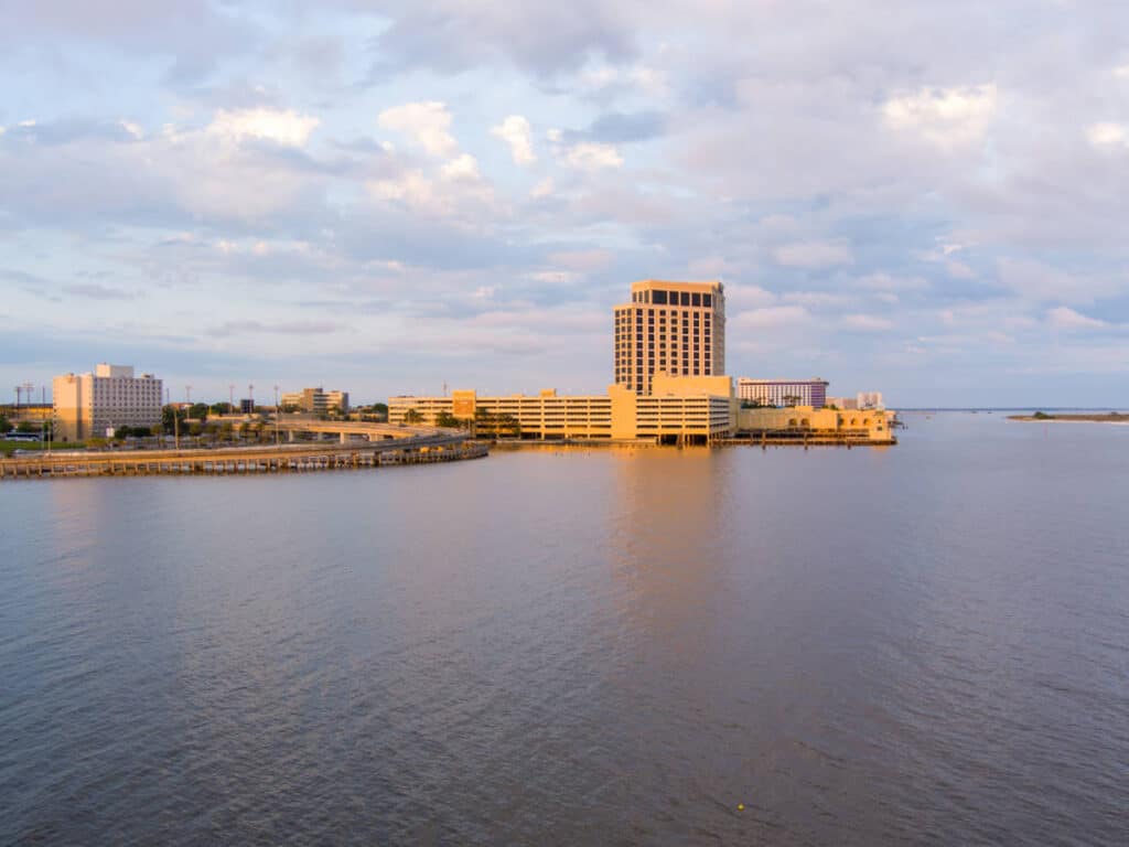 The Beau Rivage Resort and Casino building from afar