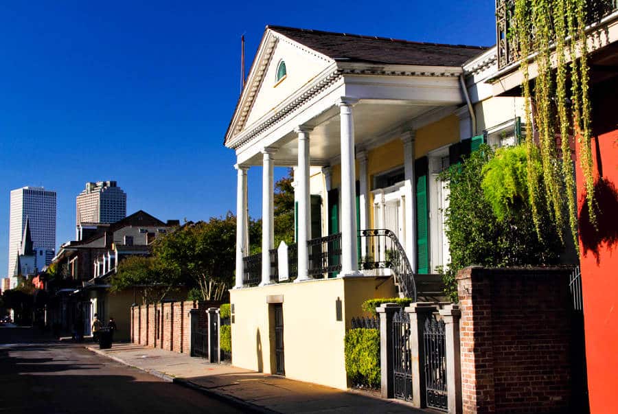 Exterior view of the Beauregard-Keyes Home at sunset