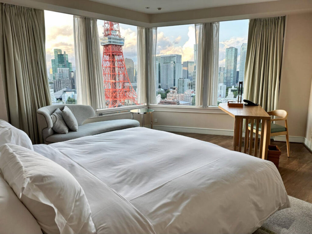 View from the bed at Prince Park Tower Tokyo Hotel