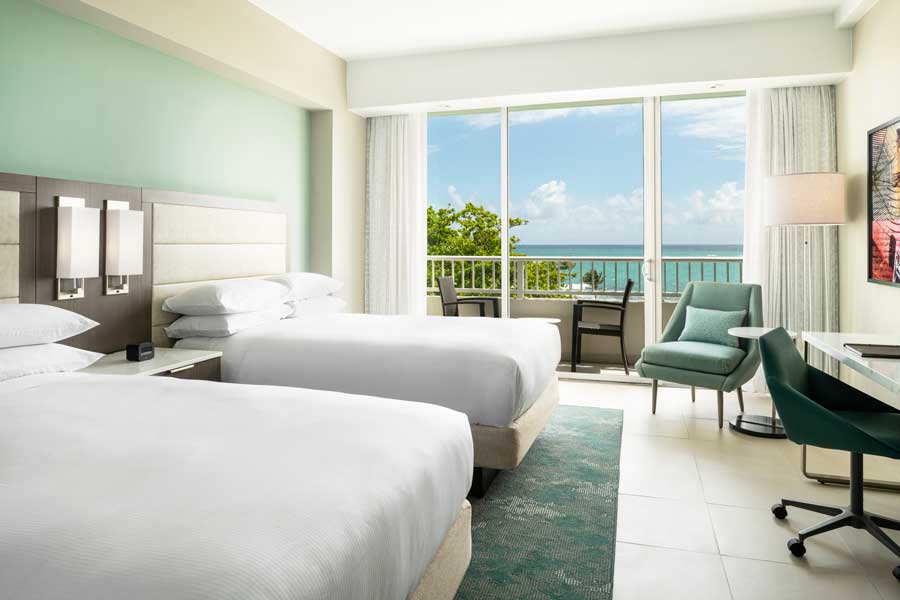 View from the inside of a room in Caribe Hilton