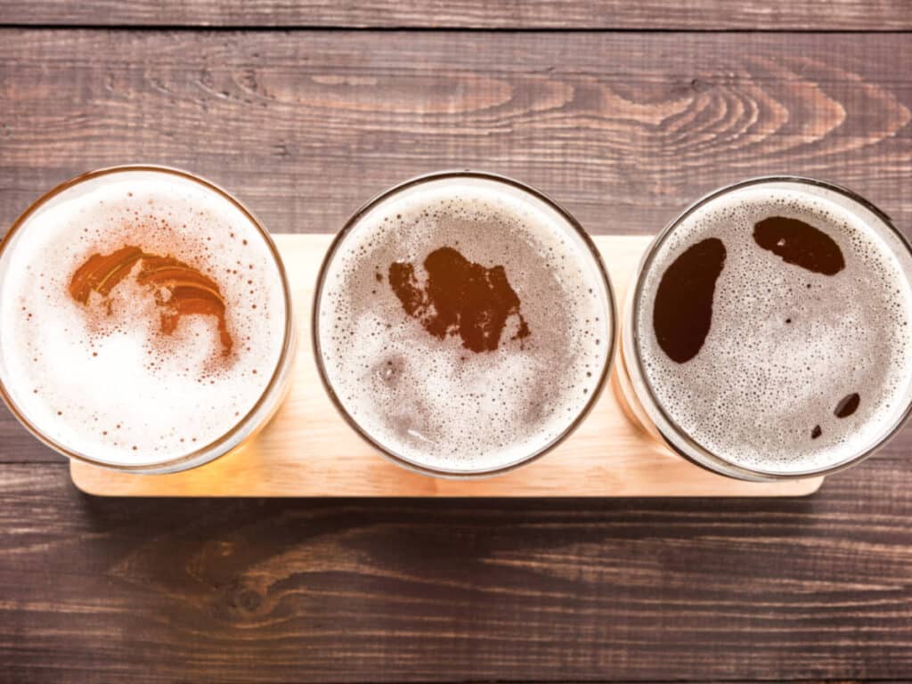 Top view of the flight of beer