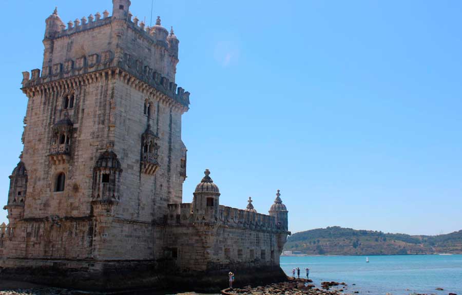 The Belem Tower under the clear blue sky