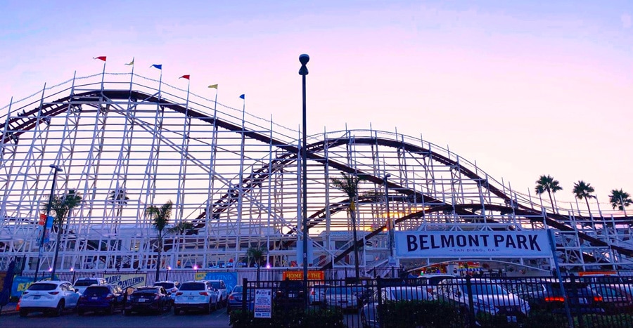 View of the roller coaster in Belmont Park