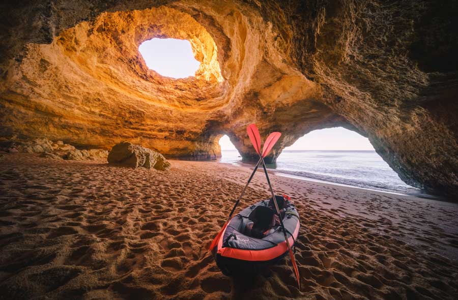 A kayak at the Benagil Cave