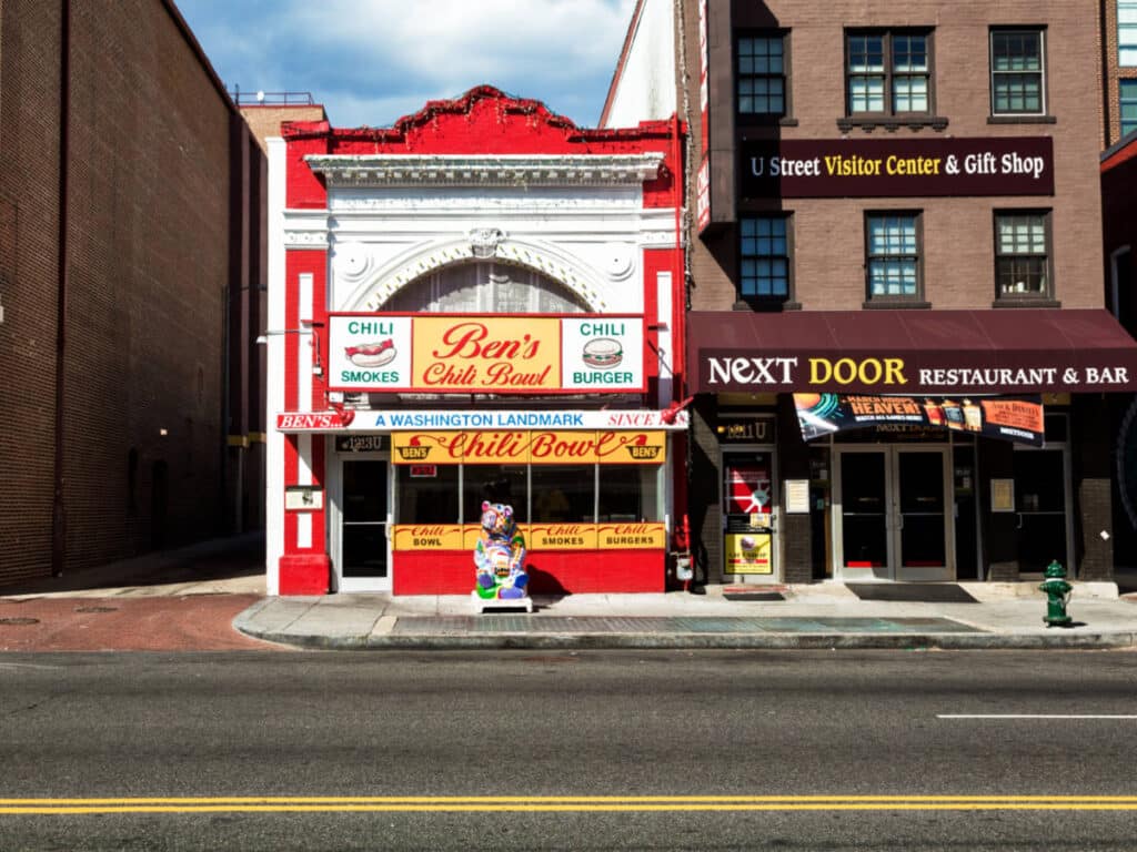 View of the storefront of Ben’s Chili Bowl on U Street