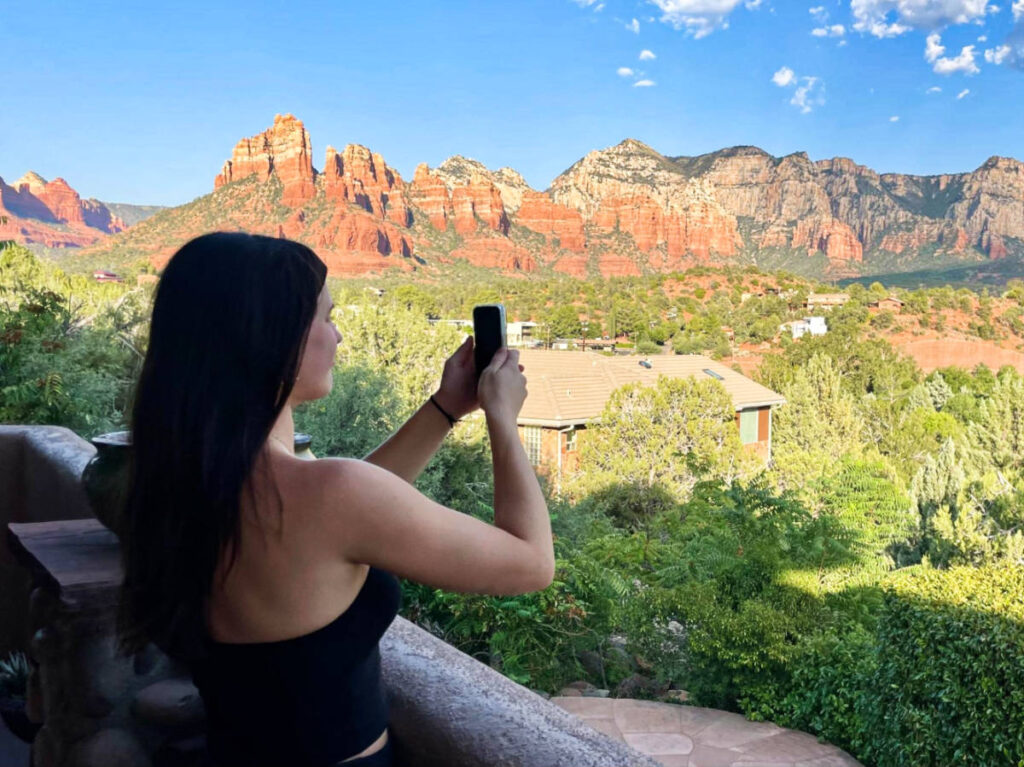 The author Betty Hurd capturing the scenic view of Sedona 