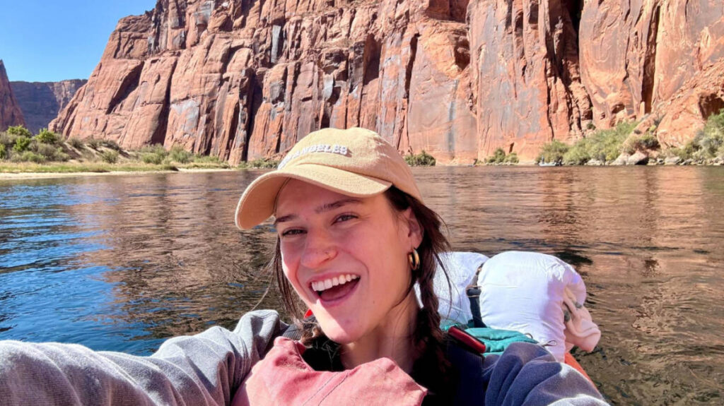 The author Betty Hurd kayaking at the Colorado River