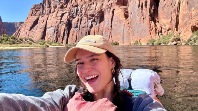 The author Betty Hurd kayaking at the Colorado River