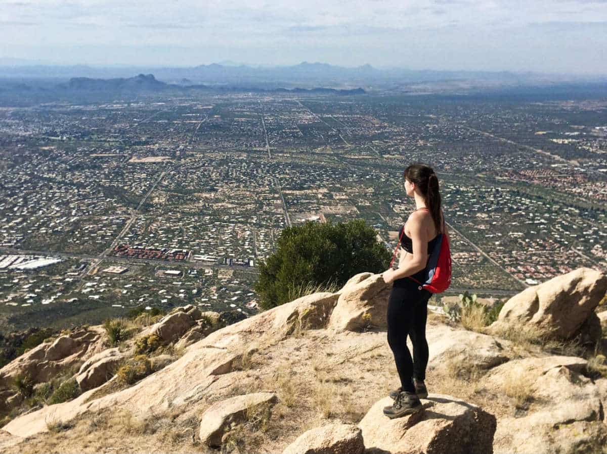 The author Betty Hurd, admiring the view from Pusch Peak