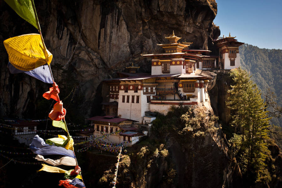 A traditional house on the cliffside of Bhutan