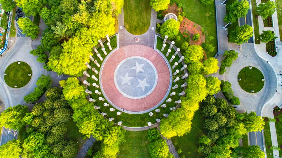 Aerial view of the Bicentennial Capitol Mall Park