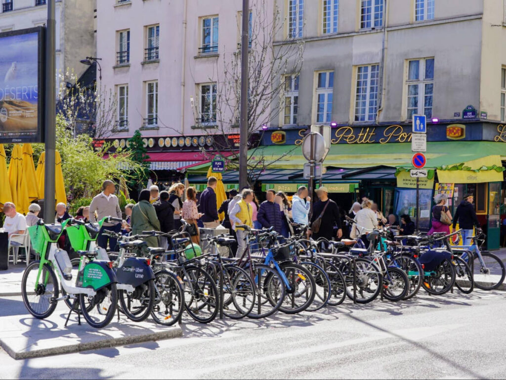View of bikes park at the 5th Arrondissement